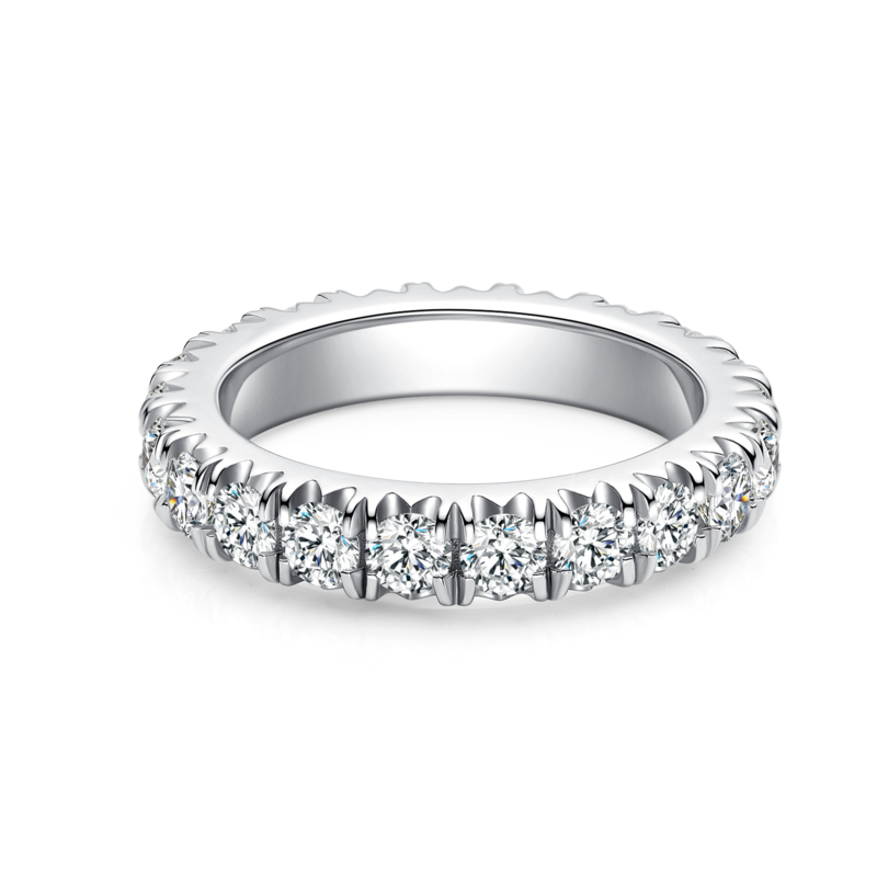 Full circle tiger claw guard ring S925 silver plated platinum moissanite diamond gemstone 3.0mm